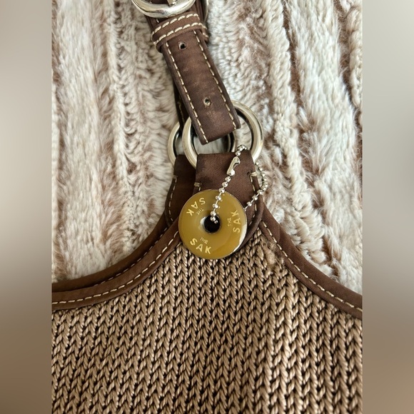 THE SAK Brown Crochet /Knit Square Shoulder Purse Bag - Picture 11 of 12